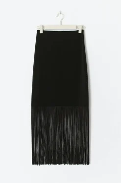 Discount Gina Tricot Fringe skirt Zwart