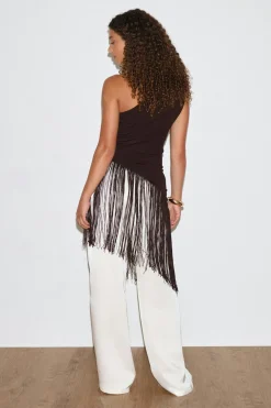 Hot Gina Tricot Fringe top Bruin