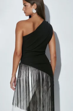 Hot Gina Tricot Fringe top Zwart