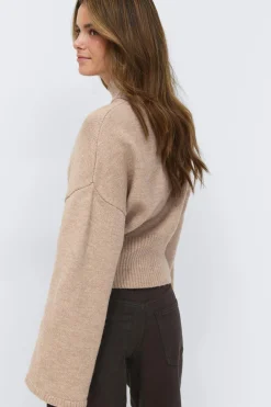 Online Gina Tricot Funnel neck knitted sweater Beige