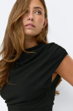 Gina Tricot Funnel neck top Zwart