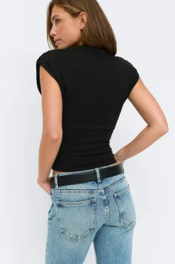 Gina Tricot Funnel neck top Zwart