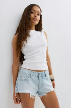 New Gina Tricot Glow low denim shorts Blauw
