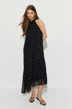 Gina Tricot Halterneck asymmetric dress Zwart