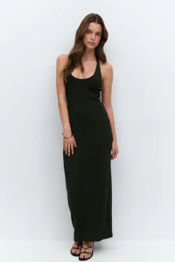 Sale Gina Tricot Halterneck midaxi dress Zwart