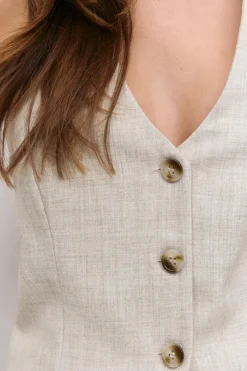 Gina Tricot Halterneck tailored vest Beige