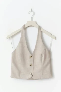 Gina Tricot Halterneck tailored vest Beige