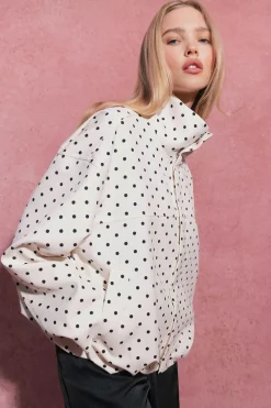 Best Gina Tricot High neck dot jacket Zwart