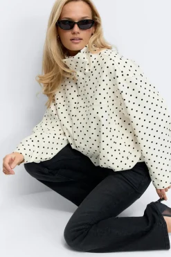 Best Gina Tricot High neck dot jacket Zwart