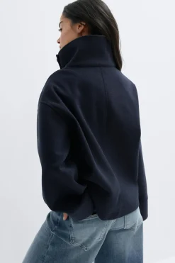 Hot Gina Tricot High neck short felt jacket Blauw