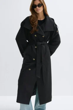 Online Gina Tricot High neck trench coat Zwart