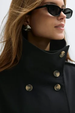 Online Gina Tricot High neck trench coat Zwart