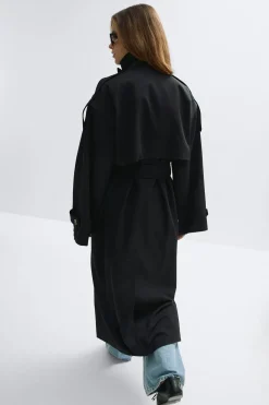 Online Gina Tricot High neck trench coat Zwart