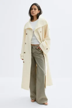 Discount Gina Tricot High neck trench coat Wit