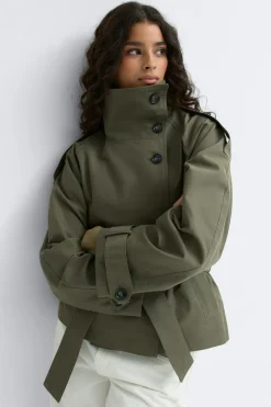 Clearance Gina Tricot High neck trench jacket Groen