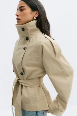 Discount Gina Tricot High neck trench jacket Beige