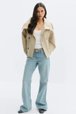 Discount Gina Tricot High neck trench jacket Beige