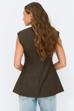 Gina Tricot High neck vest Bruin