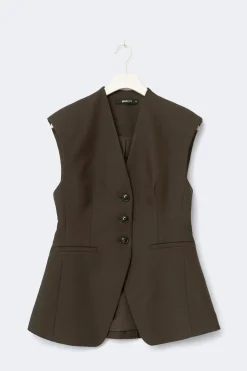 Gina Tricot High neck vest Bruin