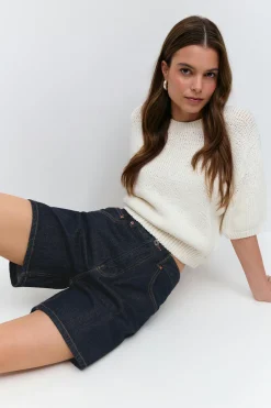 Online Gina Tricot High waist denim shorts Blauw