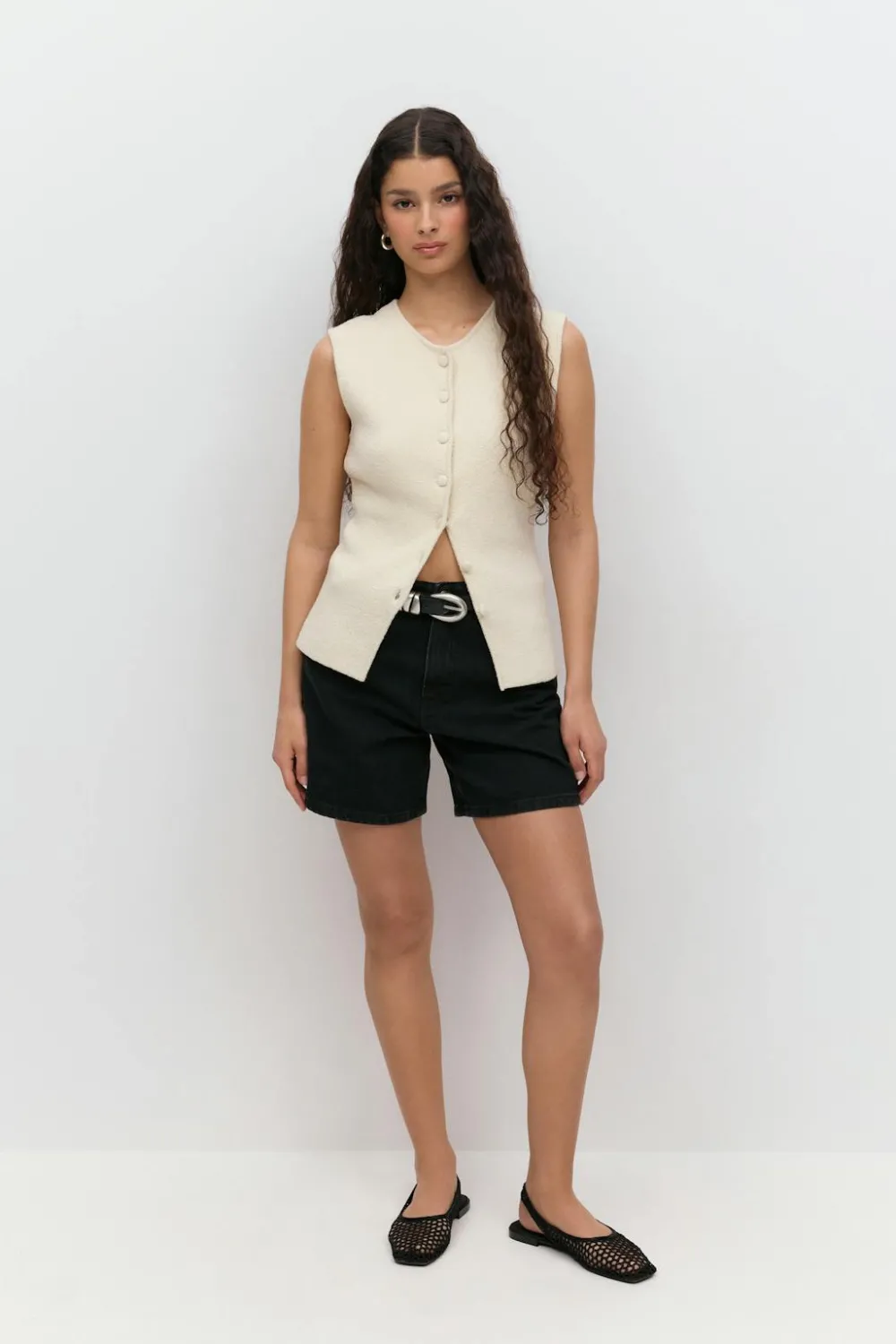 New Gina Tricot High waist denim shorts Zwart