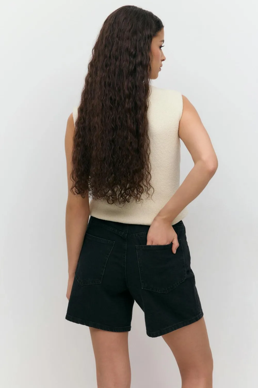 New Gina Tricot High waist denim shorts Zwart
