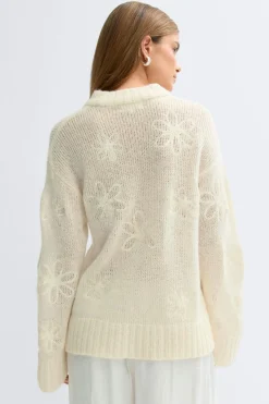 Online Gina Tricot Jacquard knitted sweater Wit
