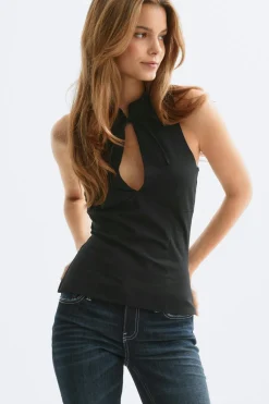 Sale Gina Tricot Keyhole tie top Zwart