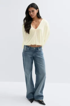 New Gina Tricot Knitted balloon top Wit