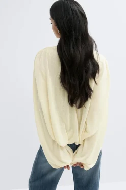 New Gina Tricot Knitted balloon top Wit