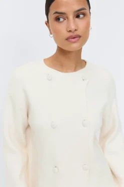 Online Gina Tricot Knitted button cardigan Wit