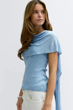 Clearance Gina Tricot Knitted cape top Blauw