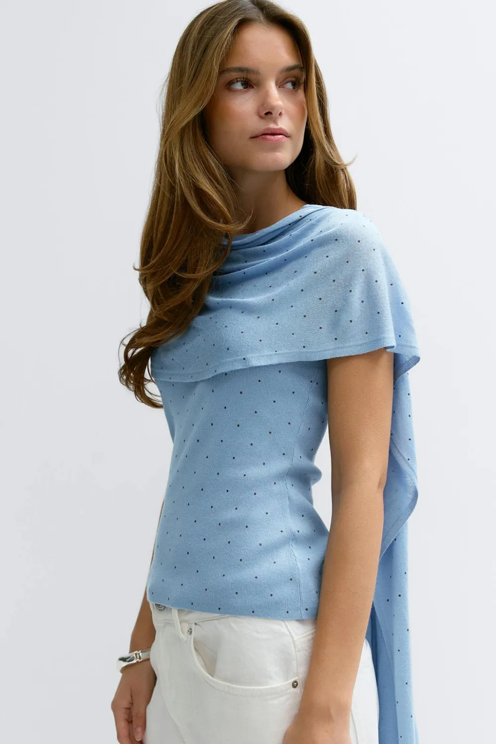 Clearance Gina Tricot Knitted cape top Blauw
