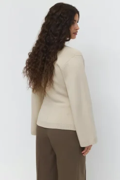 Sale Gina Tricot Knitted cotton cardigan Beige
