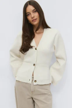 Clearance Gina Tricot Knitted cotton cardigan Wit