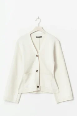 Clearance Gina Tricot Knitted cotton cardigan Wit