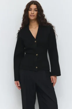 Clearance Gina Tricot Knitted cotton cardigan Zwart