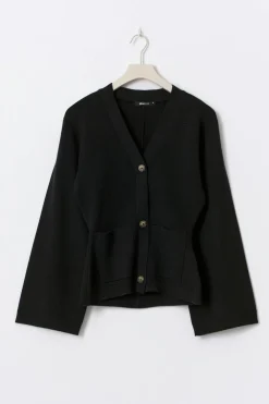 Clearance Gina Tricot Knitted cotton cardigan Zwart