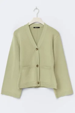 New Gina Tricot Knitted cotton cardigan Groen