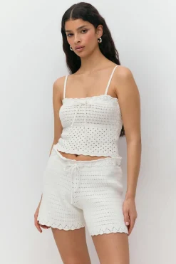 Clearance Gina Tricot Knitted cotton singlet Wit