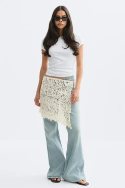 Sale Gina Tricot Knitted crochet apron skirt Wit