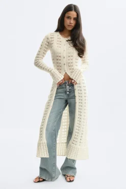 Hot Gina Tricot Knitted crochet dress Wit