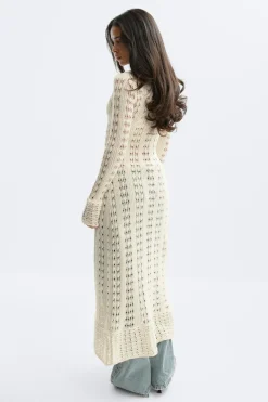 Hot Gina Tricot Knitted crochet dress Wit