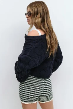 Sale Gina Tricot Knitted crochet shorts Blauw