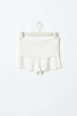 Outlet Gina Tricot Knitted folded down shorts Wit
