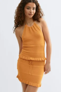 Gina Tricot Knitted frill skirt Oranje