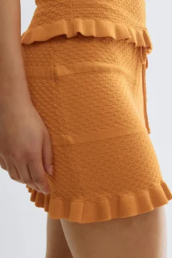 Gina Tricot Knitted frill skirt Oranje