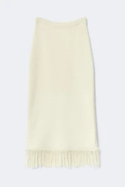 Discount Gina Tricot Knitted fringe skirt Wit