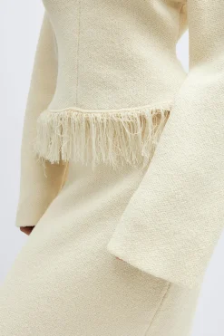 Outlet Gina Tricot Knitted fringe sweater Wit