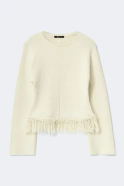 Outlet Gina Tricot Knitted fringe sweater Wit